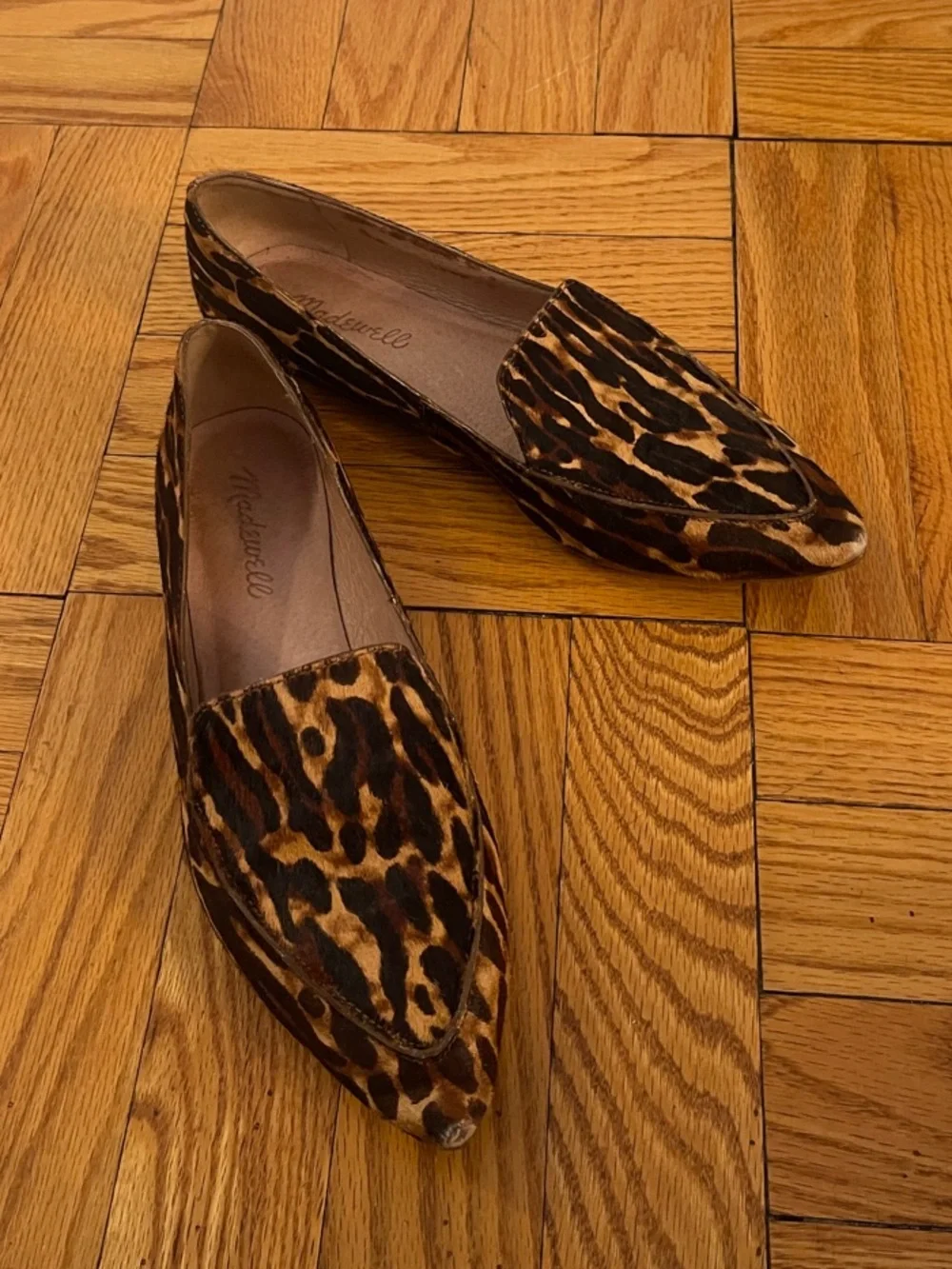 Madewell Leopard Print Pointed Toe Flats in Brown and Black